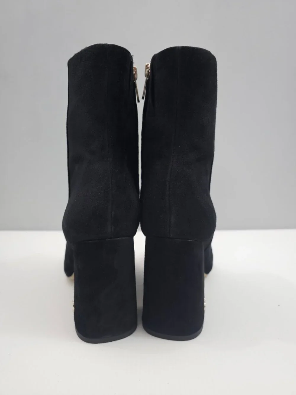 Sam Edelman Codie Block Heel Ankle Boot Womens 11 Black Suede Square Toe